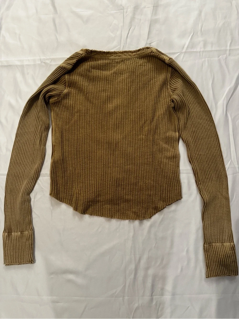 Free People Waffle Knit Long-Sleeve Henley Top Size Small